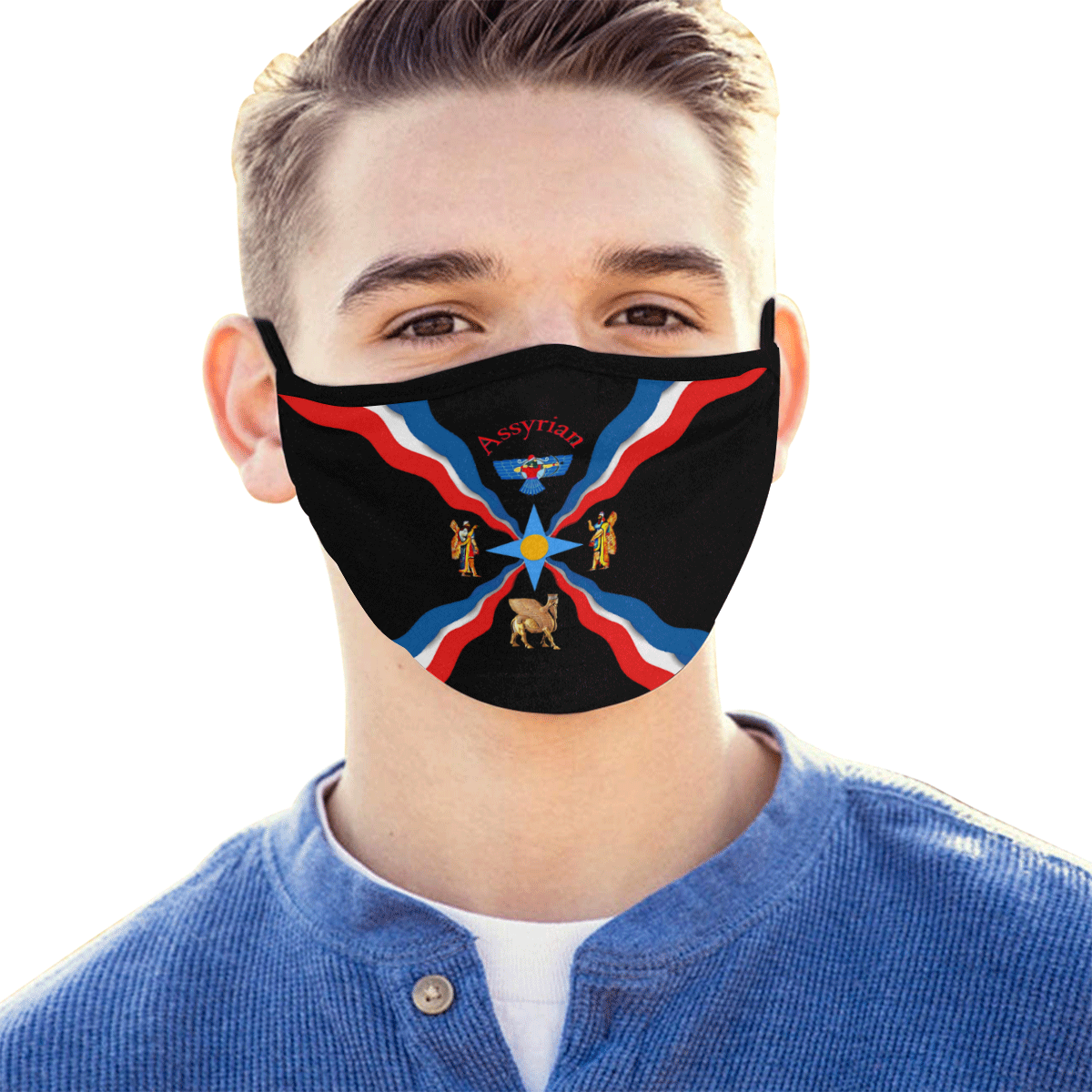 Assyrian Flag & Annunaki Mouth Mask