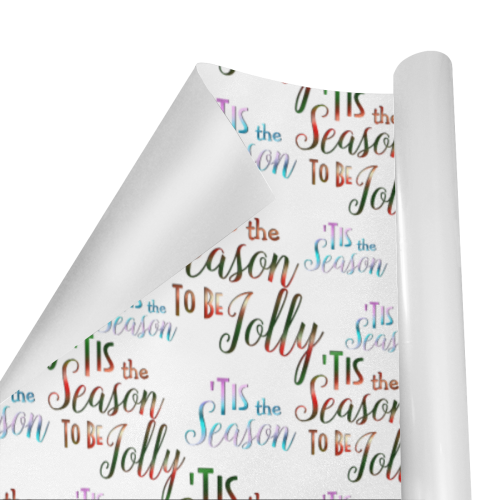 xmas Text Tis The Season Pattern Gift Wrapping Paper 58"x 23" (1 Roll)
