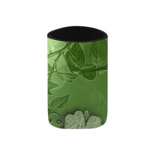 Wonderful green floral design Neoprene Can Cooler 4" x 2.7" dia.