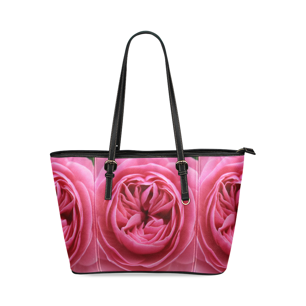 Rose Fleur Macro Leather Tote Bag/Large (Model 1640)