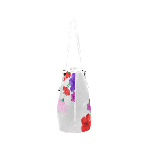 BUNCH OF FLOWERS Leather Tote Bag/Small (Model 1651)