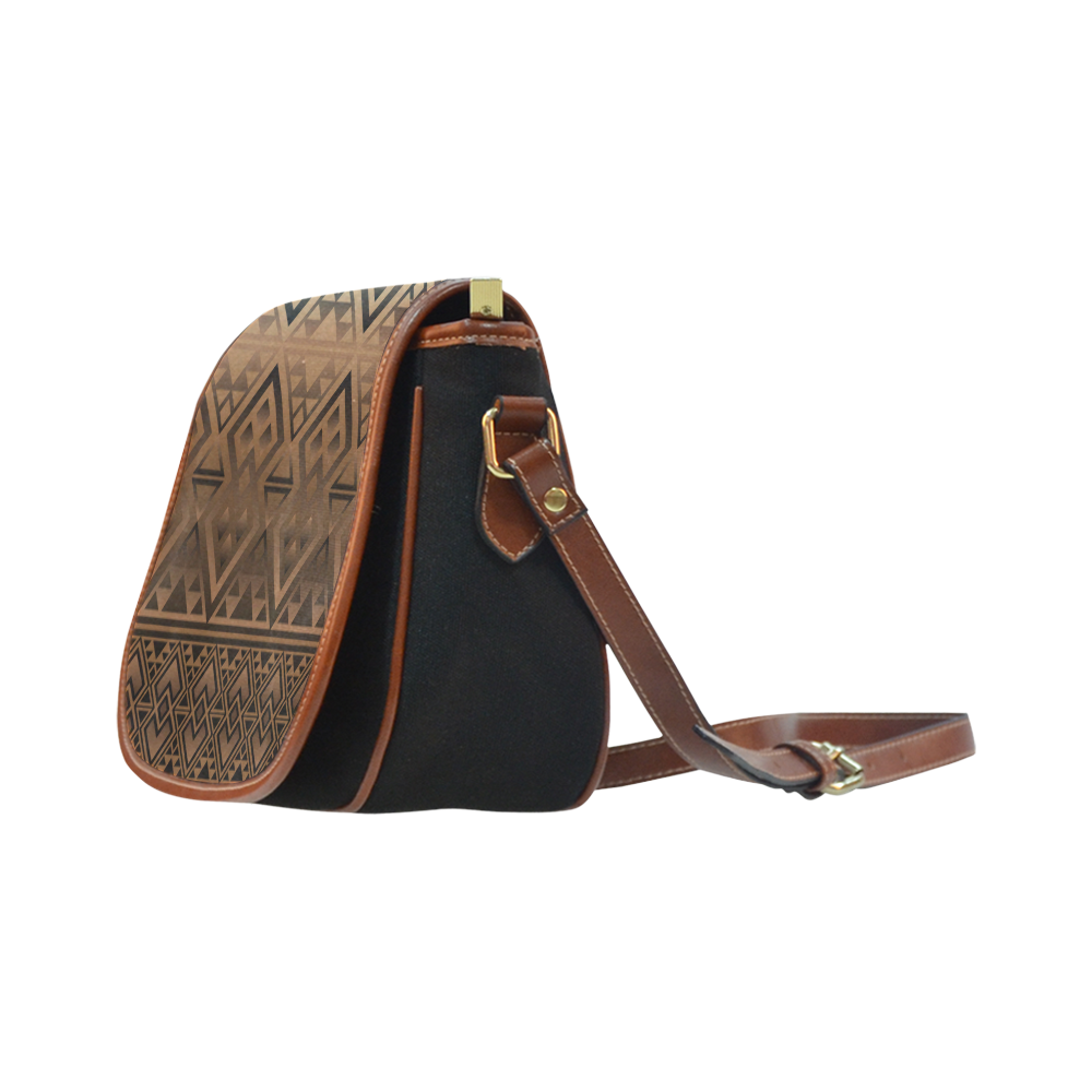 The Lodge design Brown Saddle Bag/Small (Model 1649)(Flap Customization)