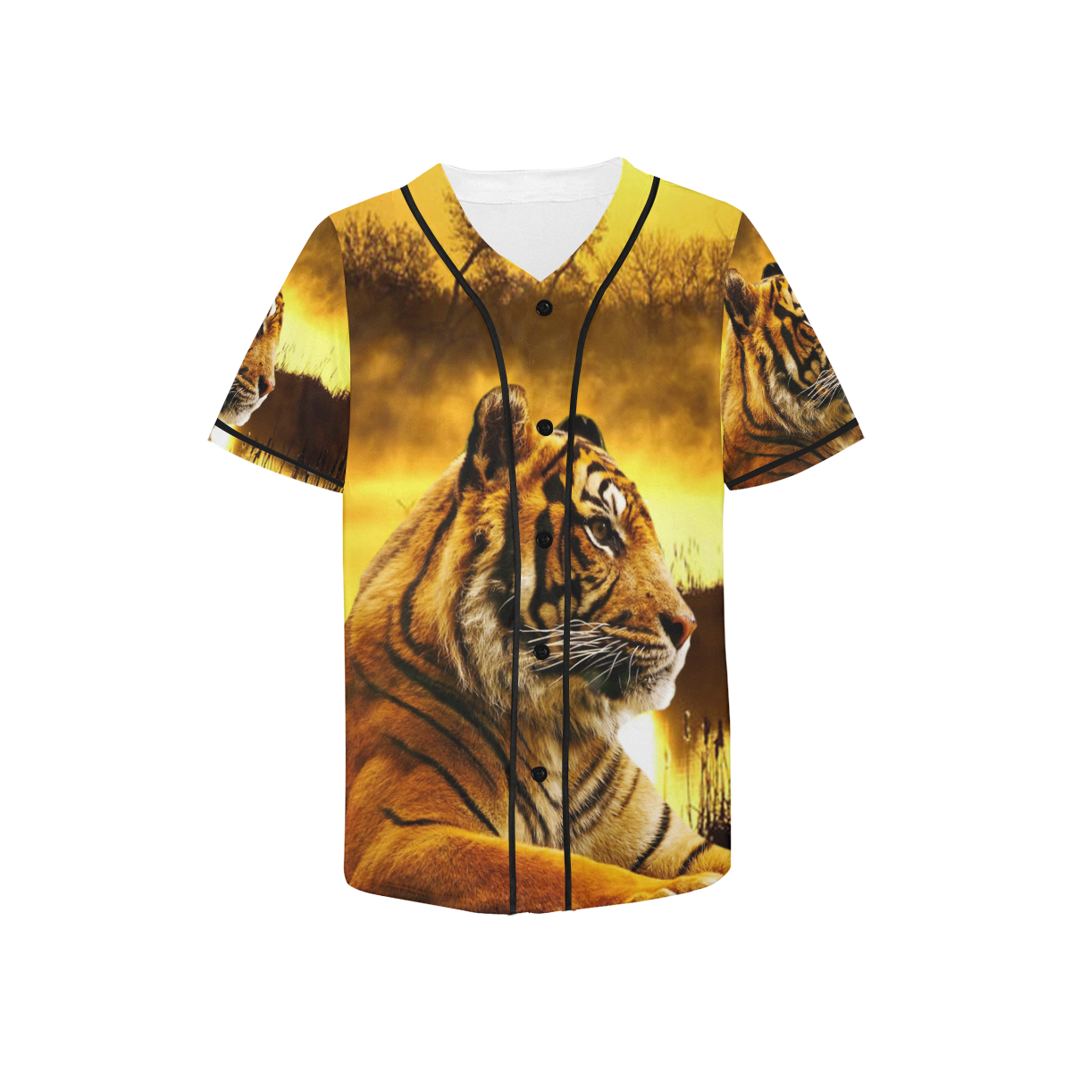 Tiger and Sunset All Over Print Baseball Jersey for Kids (Model T50)