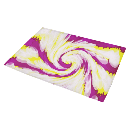 Pink Yellow Tie Dye Swirl Abstract Azalea Doormat 30" x 18" (Sponge Material)
