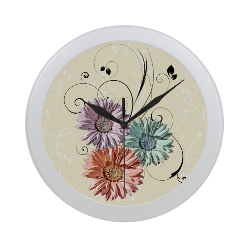 Flowers on Yellow Circular Plastic Wall clock