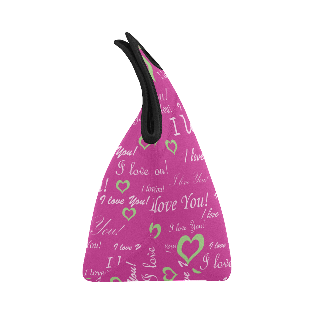 I Love You Floating Hearts Neoprene Lunch Bag/Small (Model 1669)