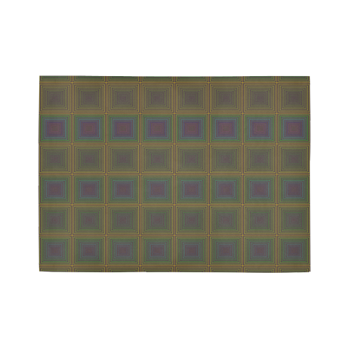 Pale purple golden multicolored multiple squares Area Rug7'x5'