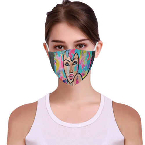 WATERCOLORS 3D Mouth Mask with Drawstring (Pack of 3) (Model M04)