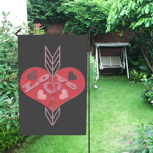 Arrow Through Love Hearts Garden Flag 28''x40'' （Without Flagpole）