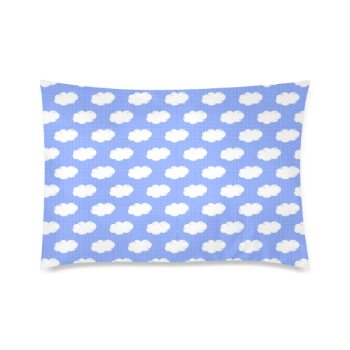 Clouds and Polka Dots on Blue Custom Zippered Pillow Case 20"x30"(Twin Sides)