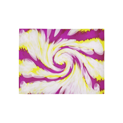 Pink Yellow Tie Dye Swirl Abstract Area Rug 5'3''x4'