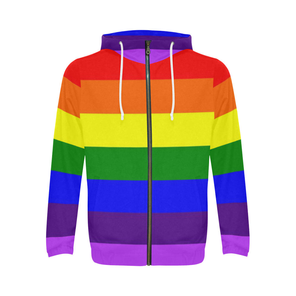 Rainbow Flag (Gay Pride - LGBTQIA+) All Over Print Full Zip Hoodie for Men (Model H14)