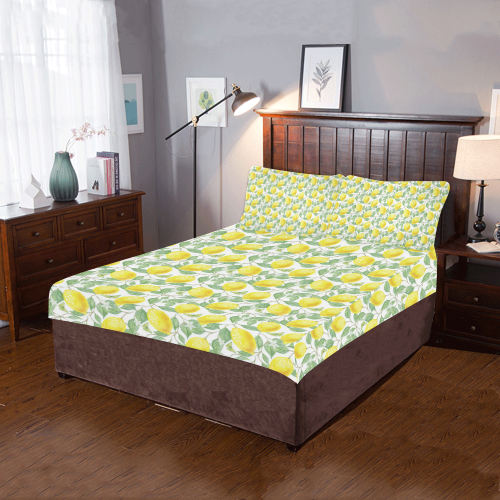 Lemons And Butterfly 3-Piece Bedding Set