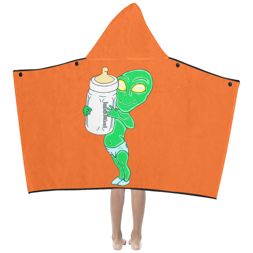 Alien Baby Boy Orange Kids' Hooded Bath Towels
