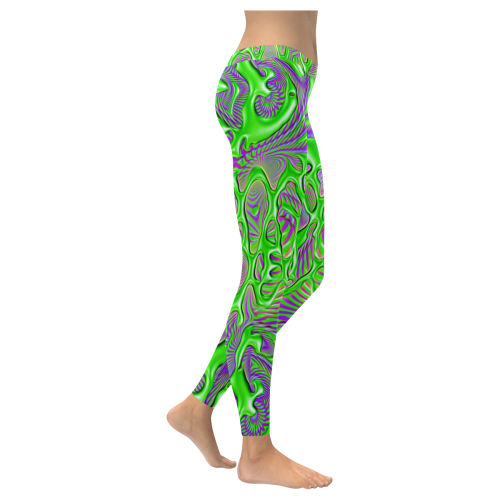 Neon Slime Women's Low Rise Leggings (Invisible Stitch) (Model L05)