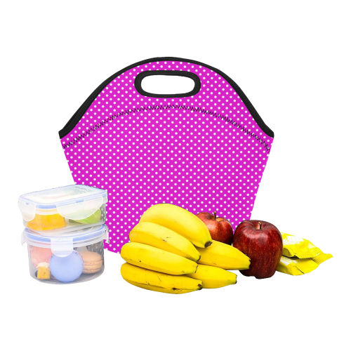 Pink polka dots Neoprene Lunch Bag/Small (Model 1669)