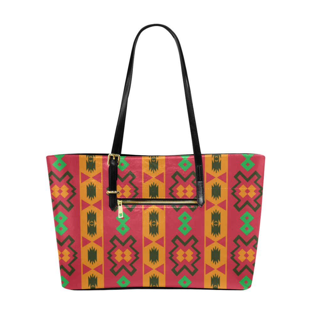 Tribal shapes in retro colors (2) Euramerican Tote Bag/Large (Model 1656)