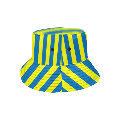 Yellow Blue Stripes All Over Print Bucket Hat