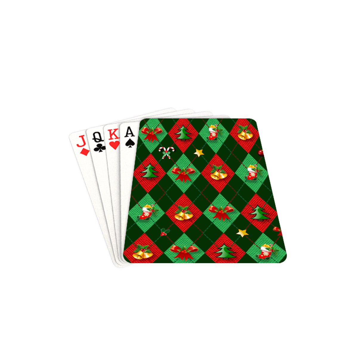 Christmas Argyle Ugly Sweater Pattern on Green Playing Cards 2.5"x3.5"