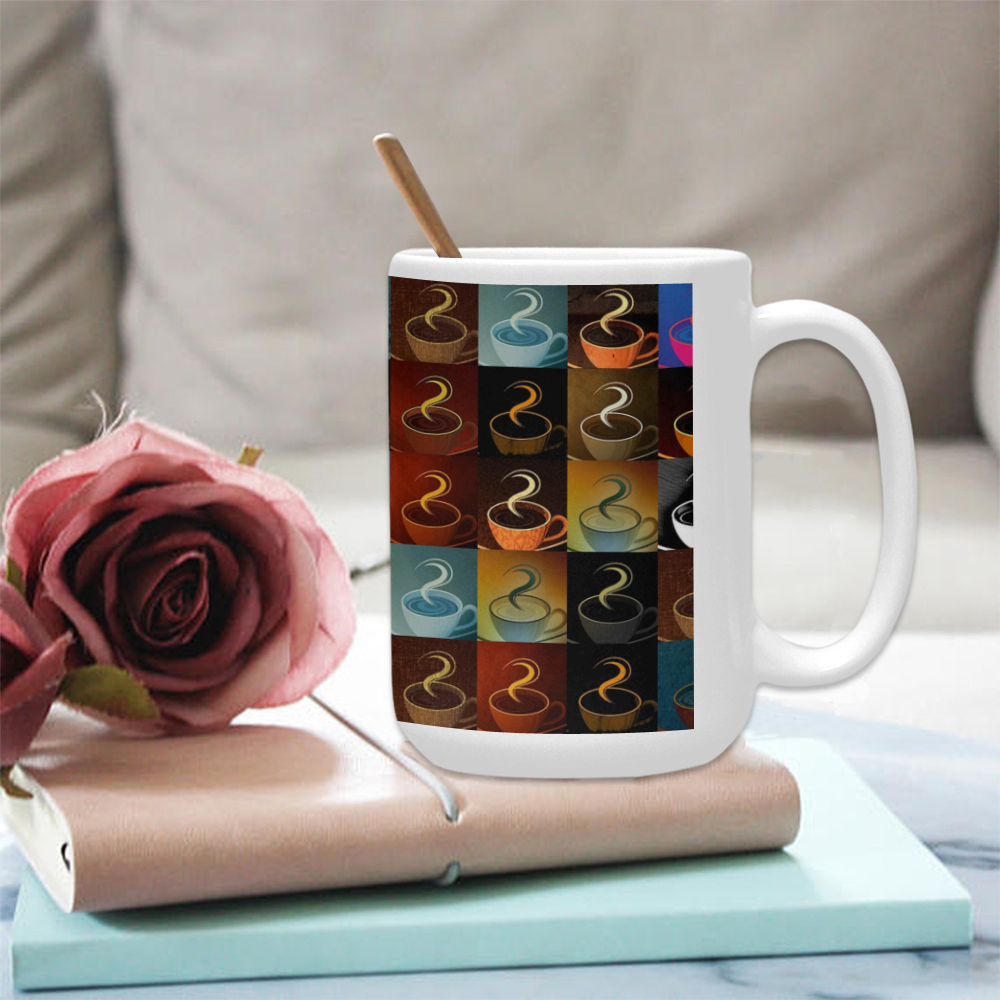 coffee cup montage Custom Ceramic Mug (15OZ)