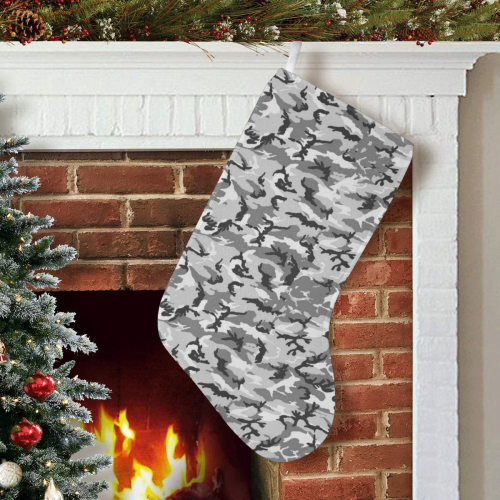 Woodland Urban City Black/Gray Camouflage Christmas Stocking (Without Folded Top)