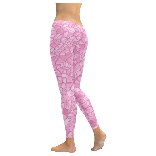 Pink Crystals Women's Low Rise Leggings (Invisible Stitch) (Model L05)
