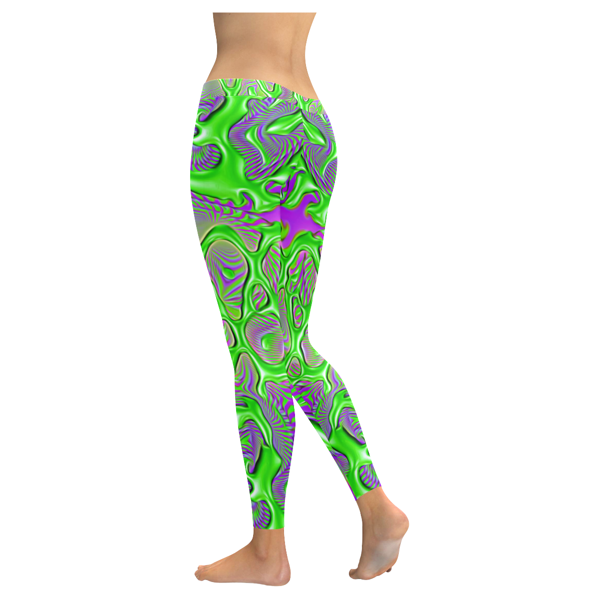 Neon Slime Women's Low Rise Leggings (Invisible Stitch) (Model L05)