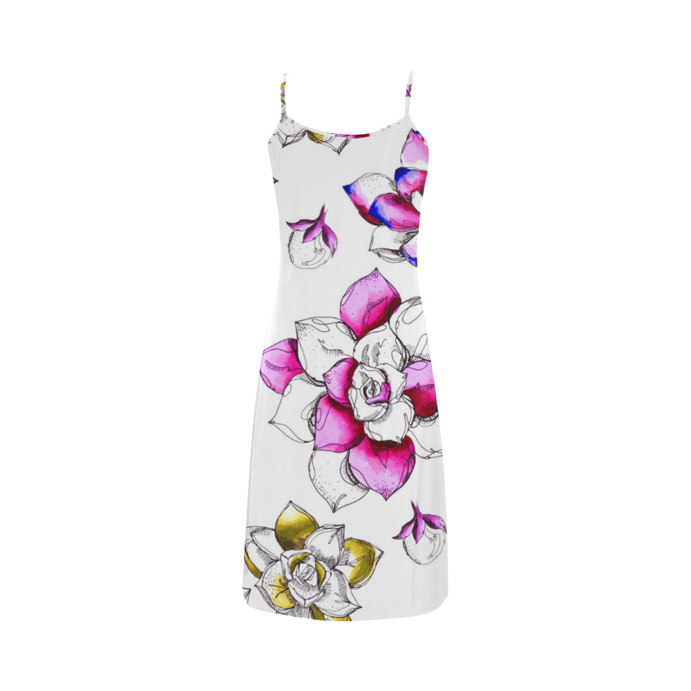floral pink Alcestis Slip Dress (Model D05)