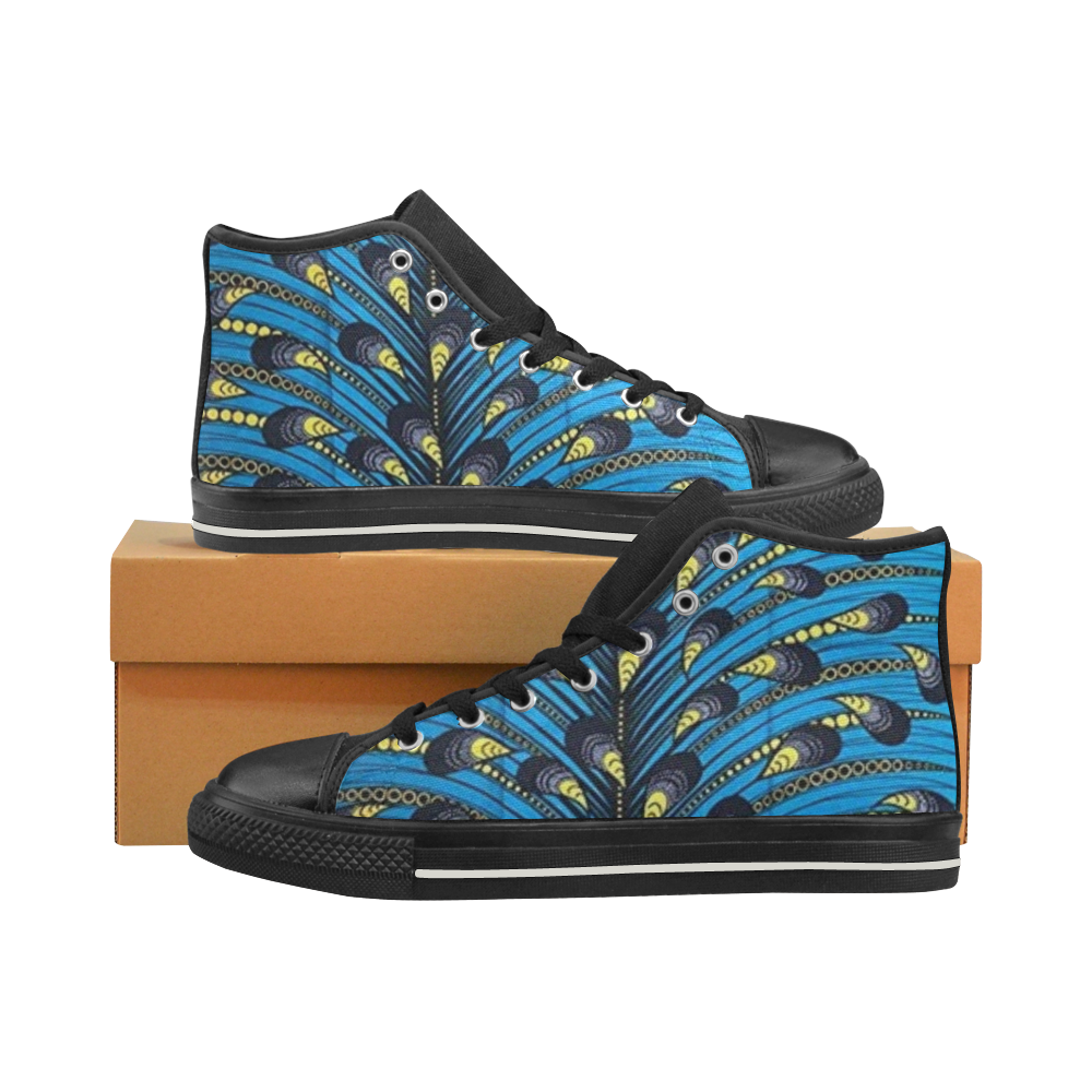 dark blue afp Amerie' Bowde' High Top Canvas Shoes for Kid (Model 017)