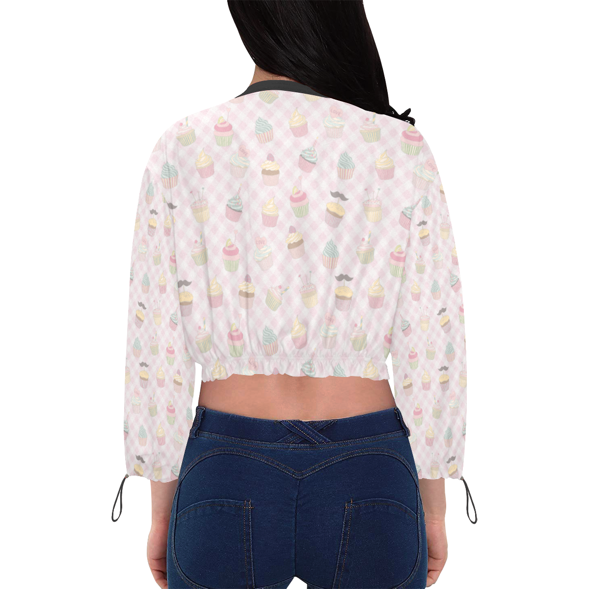 Cupcakes Cropped Chiffon Jacket for Women (Model H30)