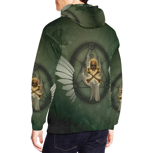 Skull in a hand All Over Print Hoodie for Men/Large Size (USA Size) (Model H13)