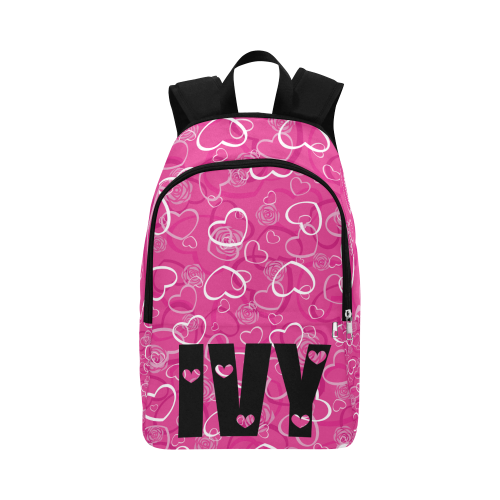 Ivy heart background pink Fabric Backpack for Adult (Model 1659)