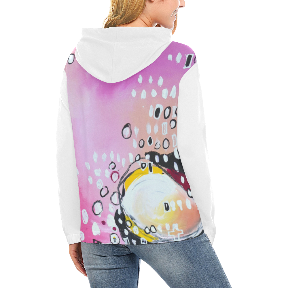 hoodie with white trims All Over Print Hoodie for Women (USA Size) (Model H13)