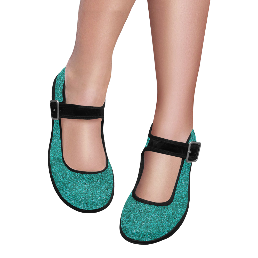 aqua glitter Mila Satin Women's Mary Jane Shoes (Model 4808)