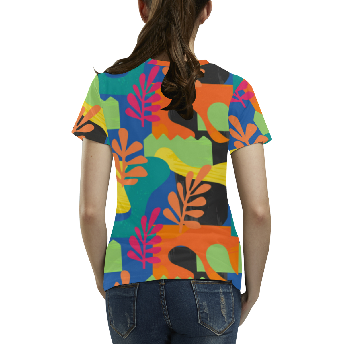 Abstract Nature Pattern All Over Print T-Shirt for Women (USA Size) (Model T40)