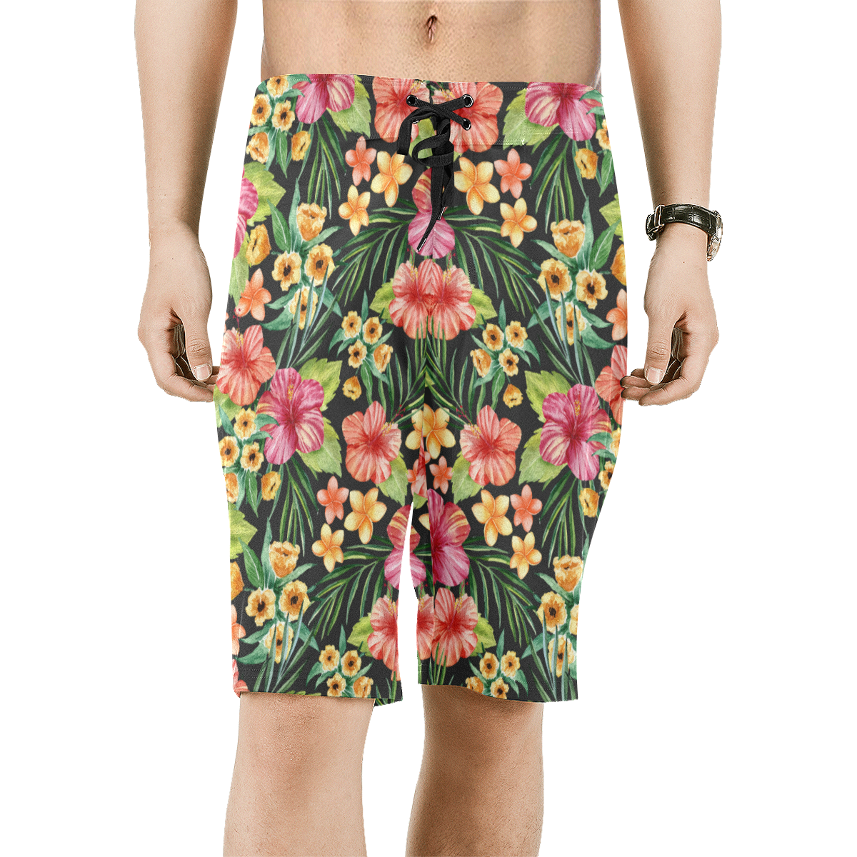 Awesome Tropical Hibiscus Men's All Over Print Board Shorts (Model L16)