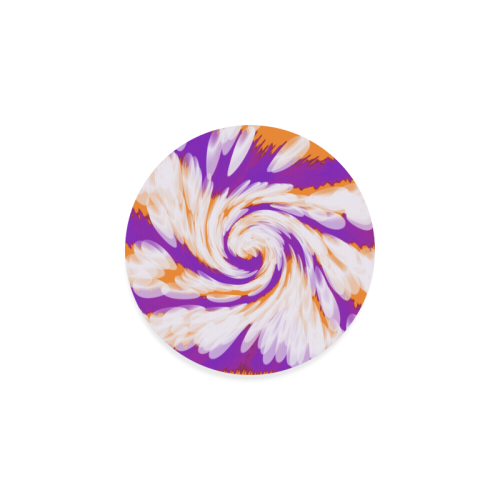Purple Orange Tie Dye Swirl Abstract Round Coaster