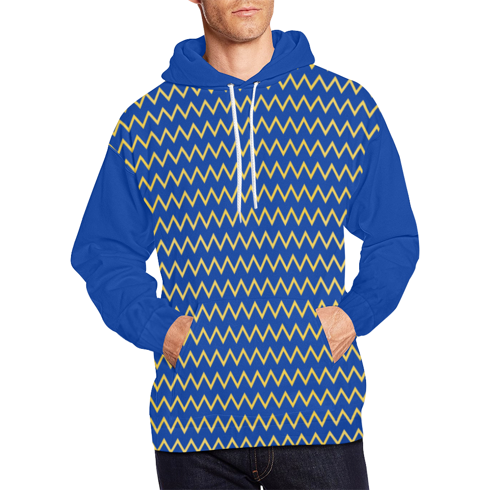 Chevron Jaune/Bleu All Over Print Hoodie for Men/Large Size (USA Size) (Model H13)