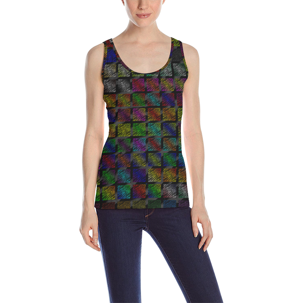 Ripped SpaceTime Stripes Collection All Over Print Tank Top for Women (Model T43)
