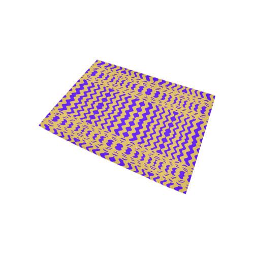 Purple Yellow Modern  Waves Lines Area Rug 5'3''x4'