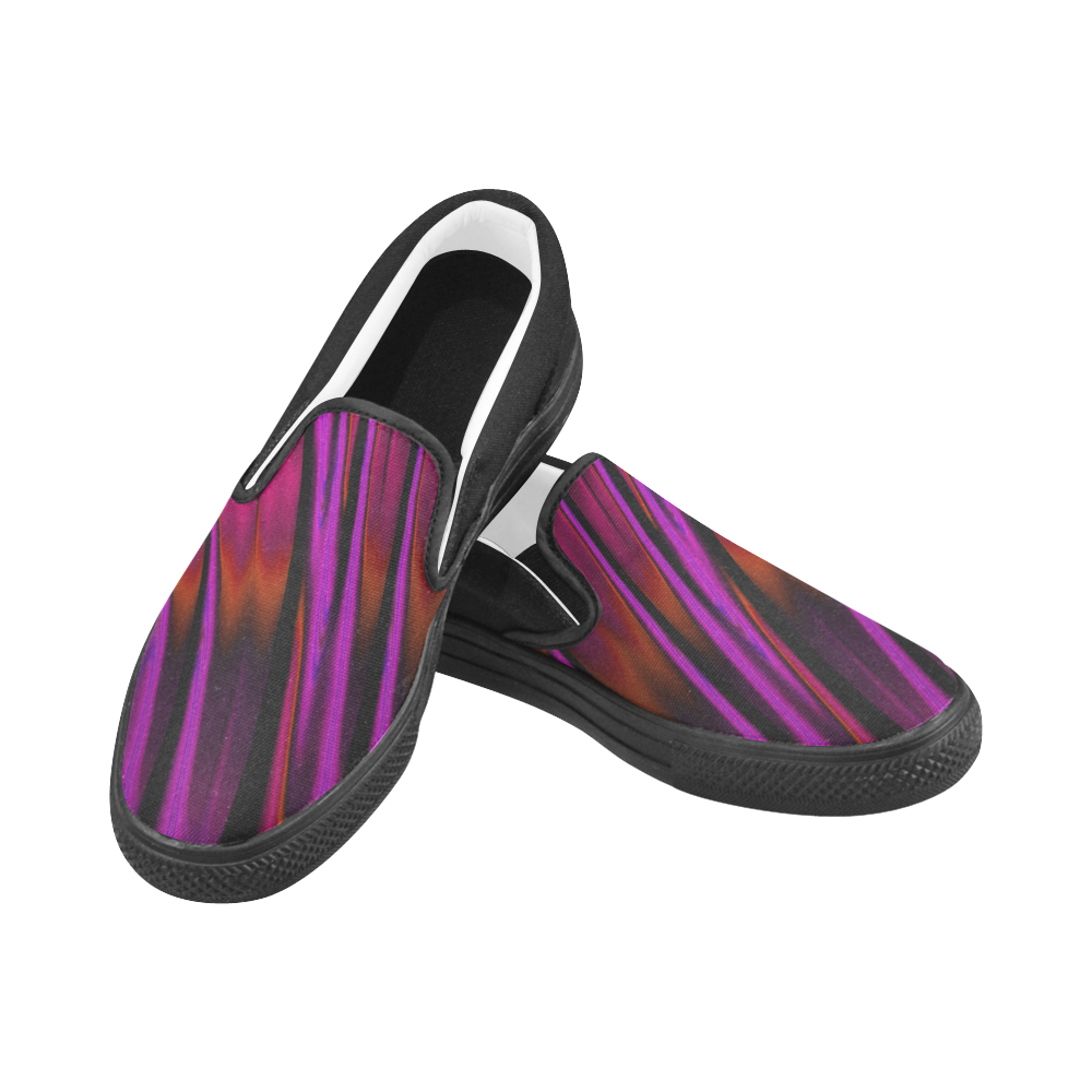 Sunset Waterfall Reflections Abstract Fractal Women's Unusual Slip-on Canvas Shoes (Model 019)