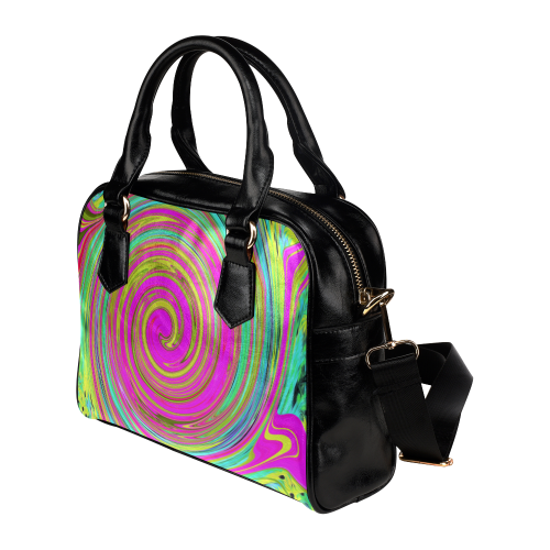 Groovy Abstract Pink Swirl Shoulder Handbag (Model 1634)