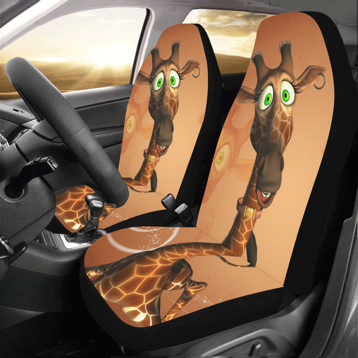 Funny, cute giraffe Car Seat Covers (Set of 2)