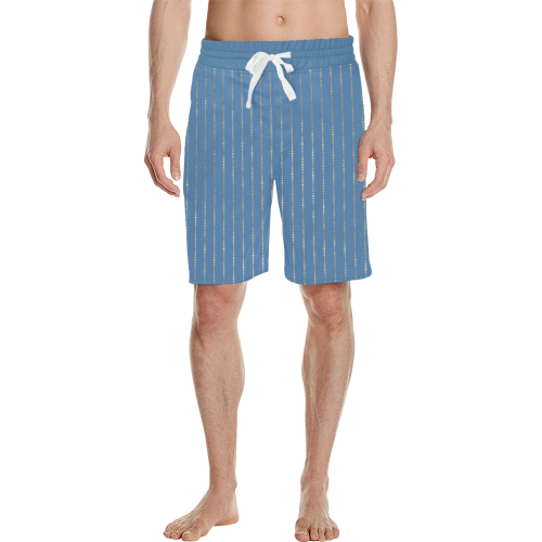 Marcelo golden stripes on Summer sky blue Men's All Over Print Casual Shorts (Model L23)