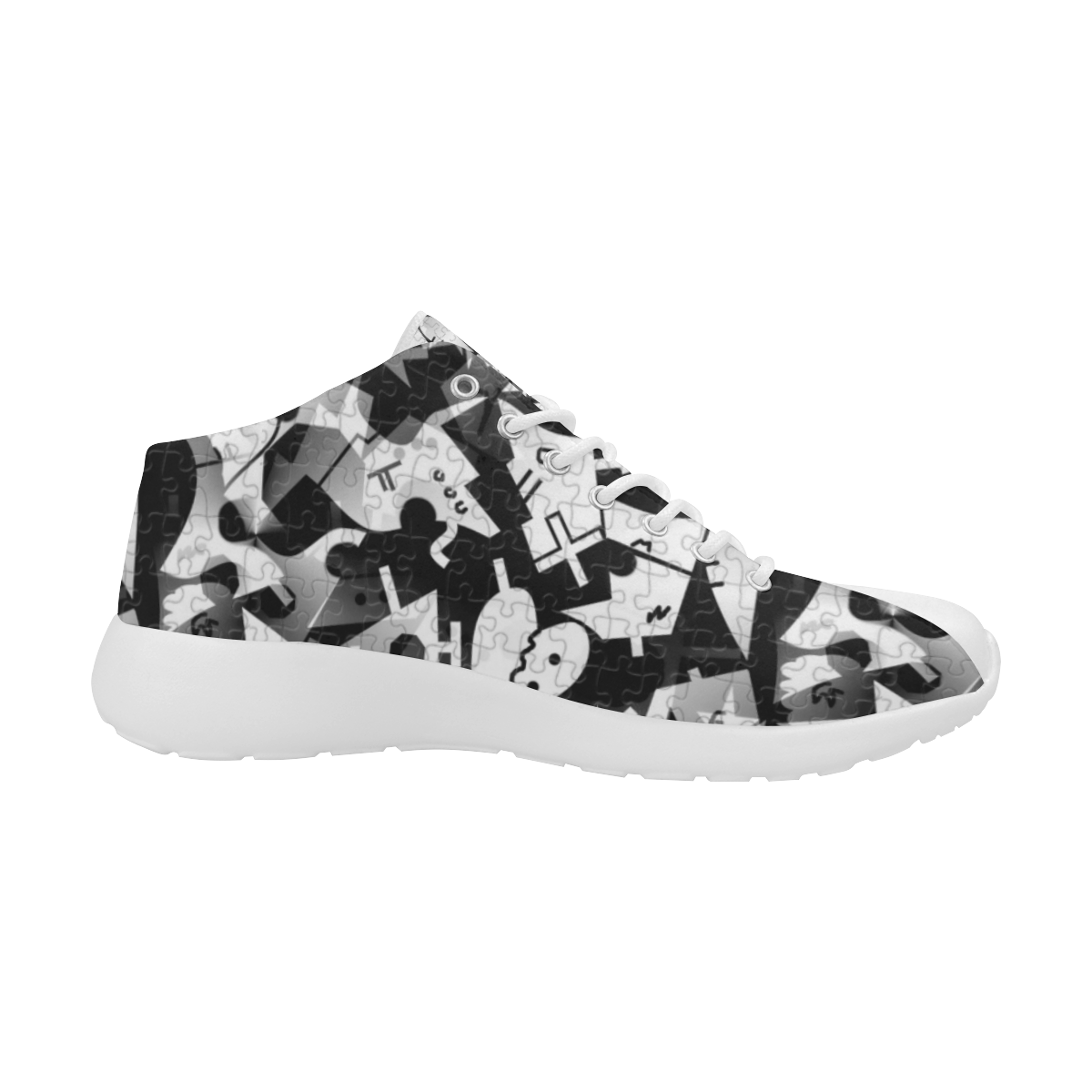 Black and White Pop Art by Nico Bielow Men's Basketball Training Shoes (Model 47502)