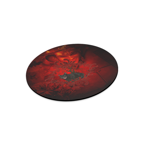 Funny angry cat Round Mousepad