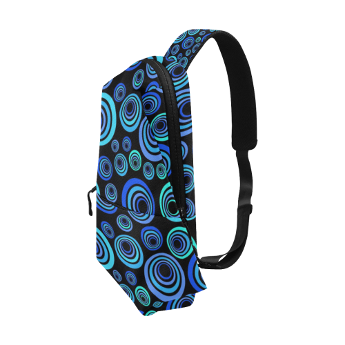 Retro Psychedelic Pretty Blue Pattern Chest Bag (Model 1678)