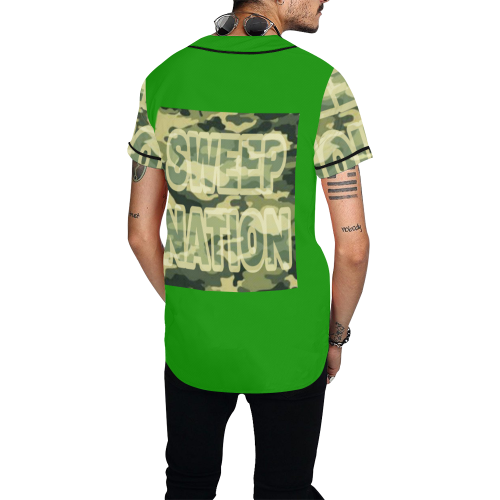 Sweep Nation - Army All Over Print Baseball Jersey for Men (Model T50)