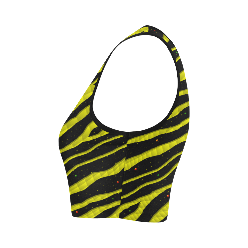 Ripped SpaceTime Stripes - Yellow Women's Crop Top (Model T42)