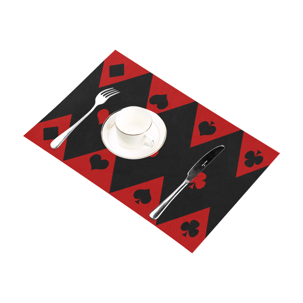 Black Red Play Card Shapes Placemat 12''x18''